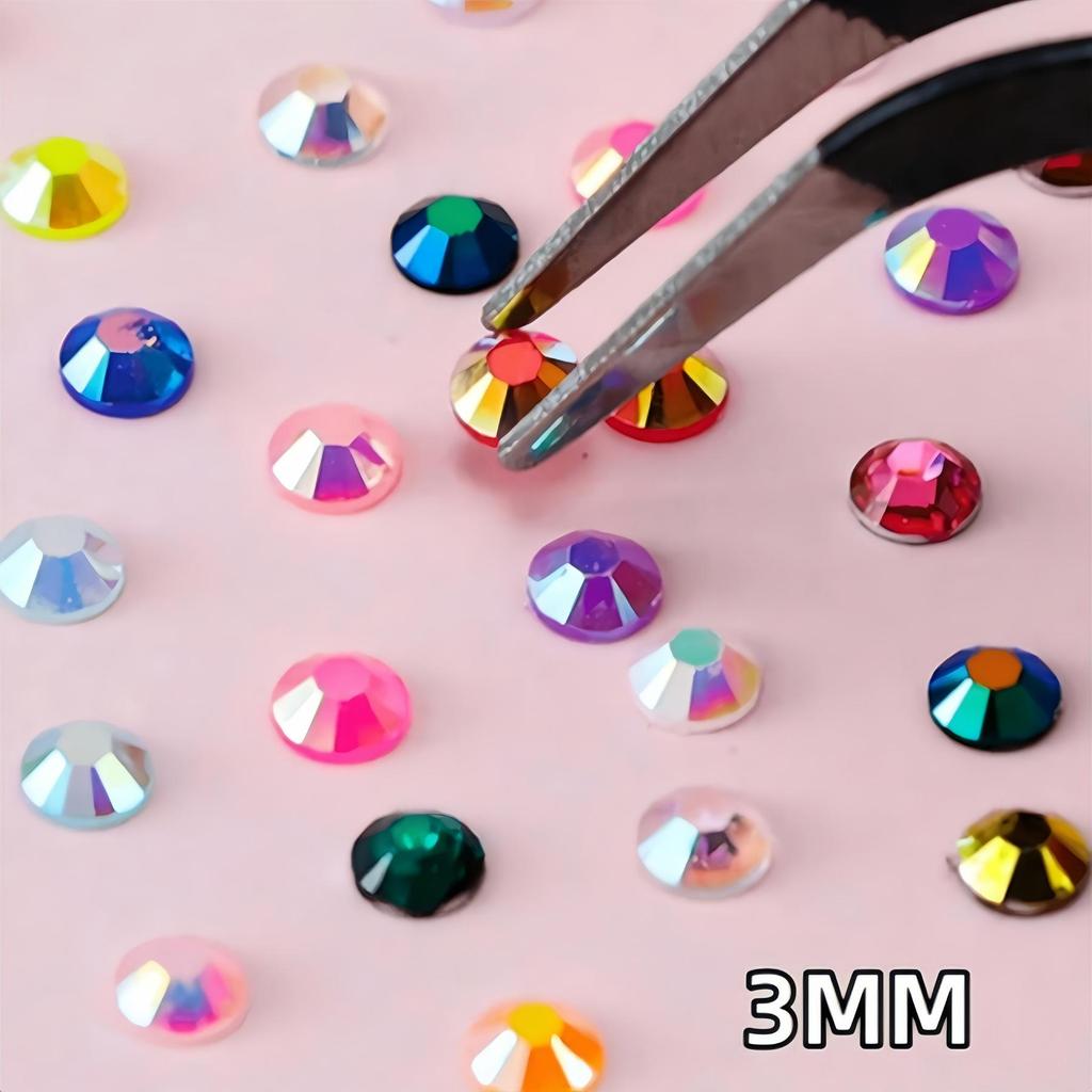 Strass colorati in resina da 3 mm: 40 Colori AB e Gelatina per Abbigliamento Fai-da-Te, Nail Art e Telefoni