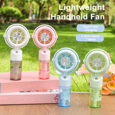 Misting Handheld Fan with USB Charging Portable Mini Cooling Fan with Water Spray 3 Speeds Desktop Fan for Outdoor Office Summer Travel