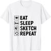 Comer Dormir Esboçar Animação Desenhar Esboço Animado Contar Histórias Camiseta(1)