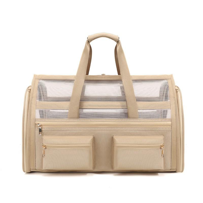 Large Capacity Pet Carrier Bag With Dual External Pockets Breathable Oxford Fabric Crossbody Dog Cat Travel Car Airplane