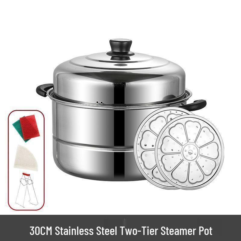 Thickened Stainless Steel Multi-layer Steamer Pot for Household Use - Suitable for Induction & Gas Stoves