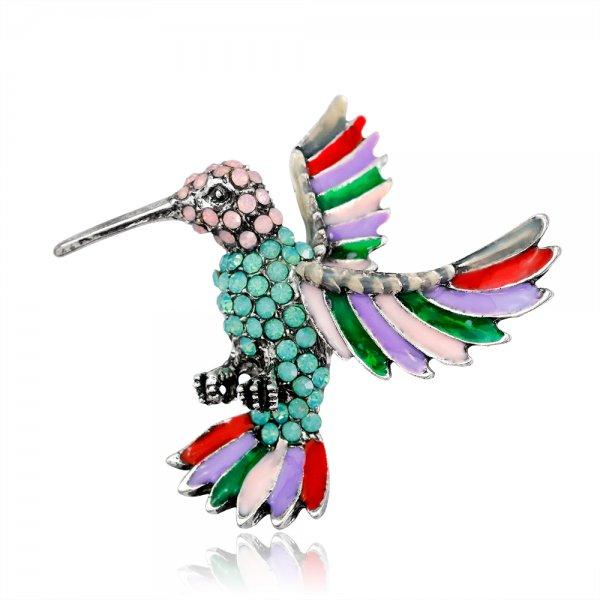 New Fashion Rhinestone Enamel Bird Brooch Cute Ainmal Hummingbird Brooches Scarf Dress Coat Lapel Pins Suit Badges Jewelry Gifts