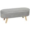 2-in-1 Fabric Storage Bed Bench, Wooden Legs, 110x40x43 cm, Light Grey