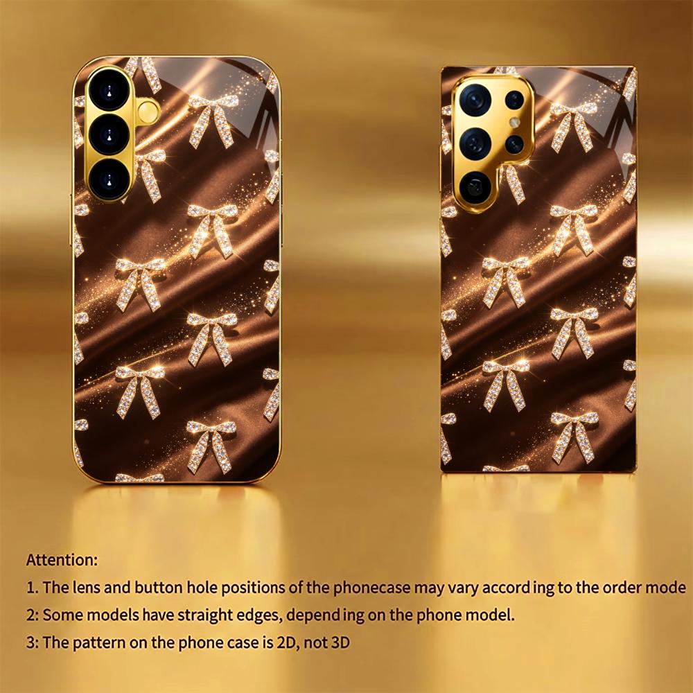 Beautiful and Ornate Bow Tie Phone Case Glass S26 Ultra Case S25 Ultra Case for Samsung Galaxy S26 S25 S24 S23 S22 FE Ultra Plus