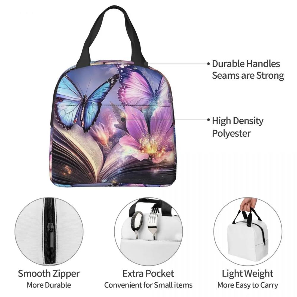 A Fluorescent Butterfly On The Book Of Life Insulated Lunch Bag for Women Children Portable Food Boxes Thermal Lunch Box Tote
