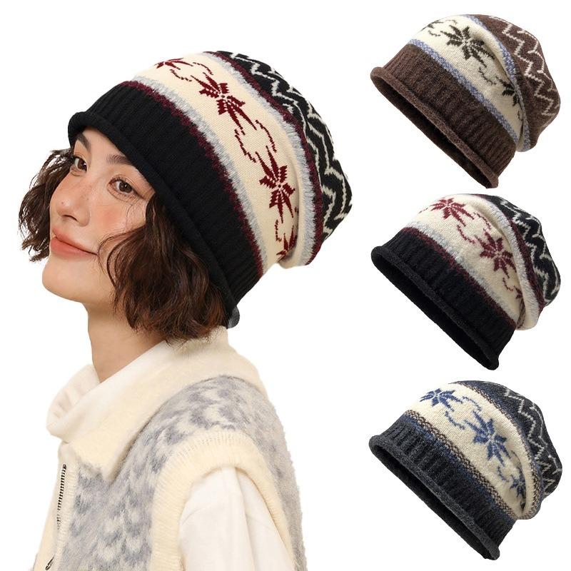 Women S Large Size Knit Hat For Autumn Winter Hiking Warm Ear Protection Cold Cap
