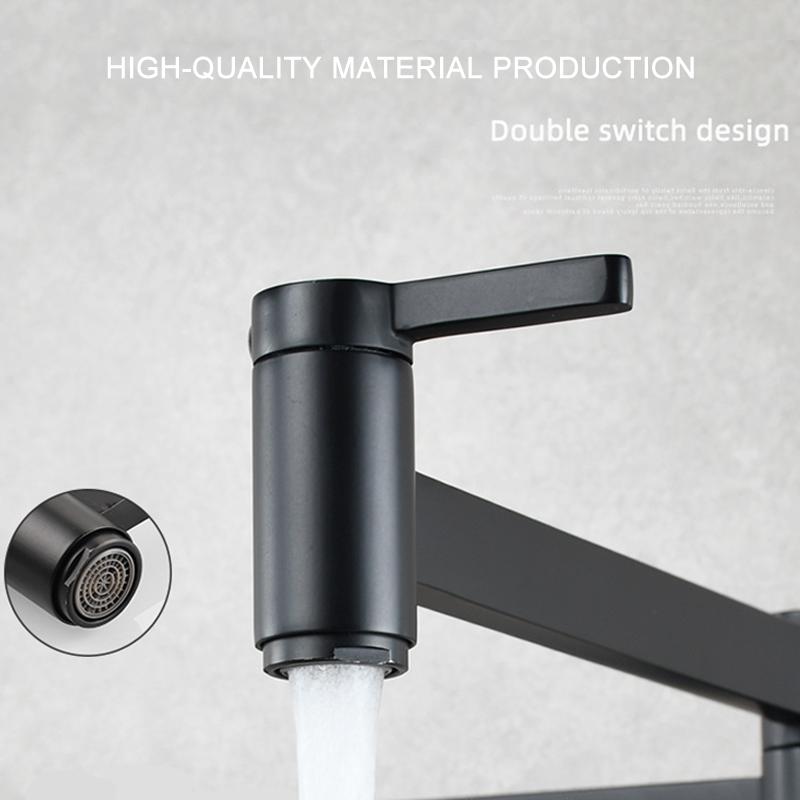 Brass Double Switch Basin Faucet Kitchen In-Wall Foldable Single Cold Tap Mop Sink Extension Pot Filler Faucet Gold Black Chrome
