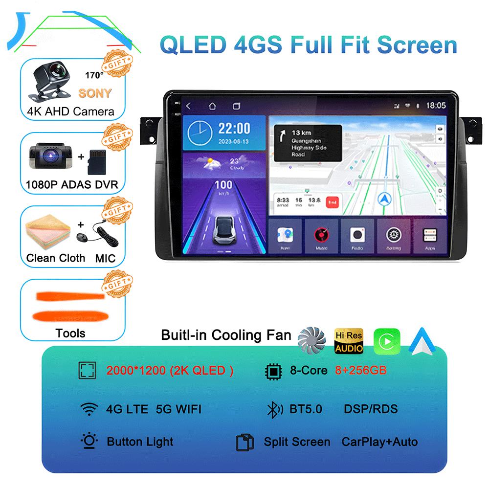 Android 14 Car Radio For BMW E46 M3 1998-2006 Multimedia Video Player 2Din 4G WIFI GPS Navigation Carplay Head Unit 360 Camera