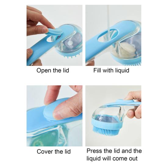 Kartáč na koupání pro domácí mazlíčky Dávkovač mýdla a šamponu Masážní mycí houba pro psy a kočky s dlouhou a krátkou srstí