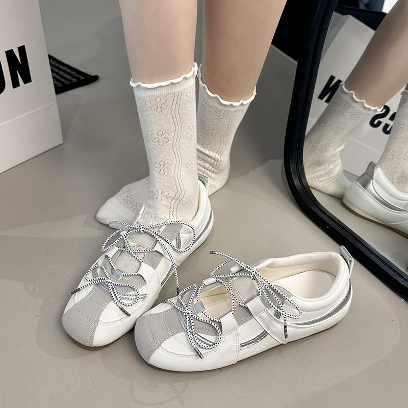 Fashion 2025 New Ladies Shoes Lace-up Women's Flats Fashion Color Matching Ballet Flats Shallow Light Soft Bottom Best Seller Flat Shoes