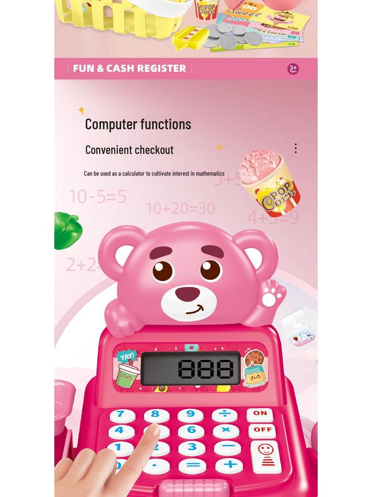 Children's Supermarket Cash Register Playset with Calculator and Scanner
