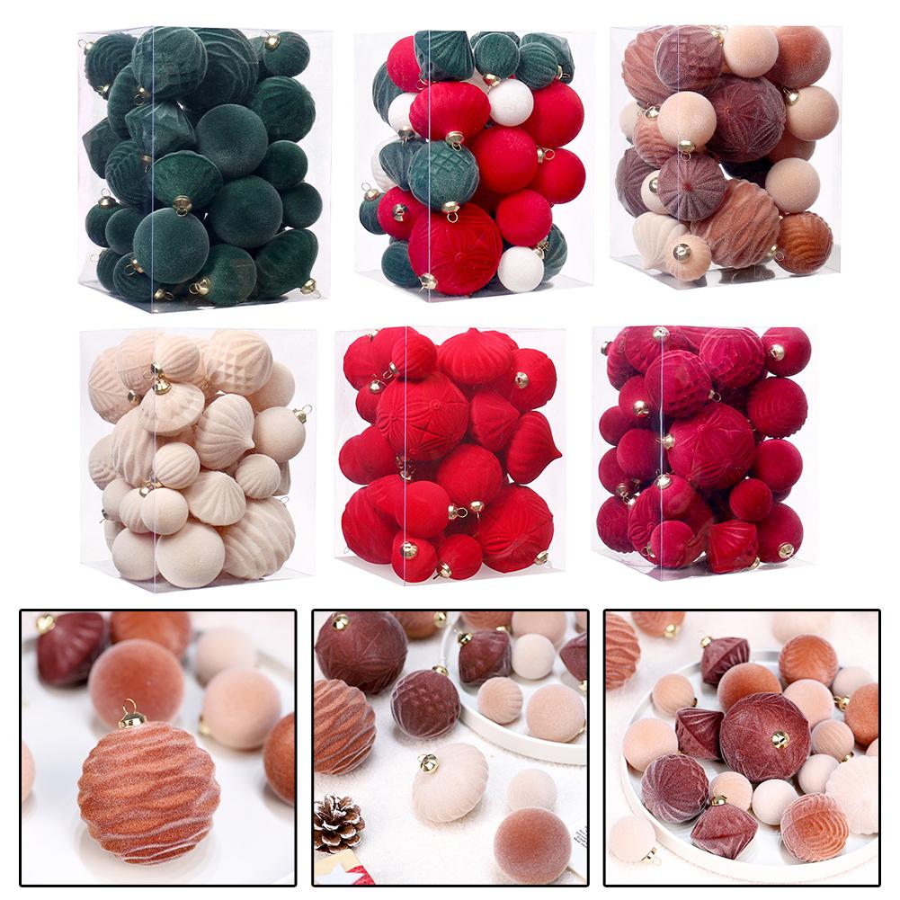 Christmas Celebrations Flocked Ornaments Colorful Christmas Balls Set DIY Projects DIY Projects Indoor Outdoor Use