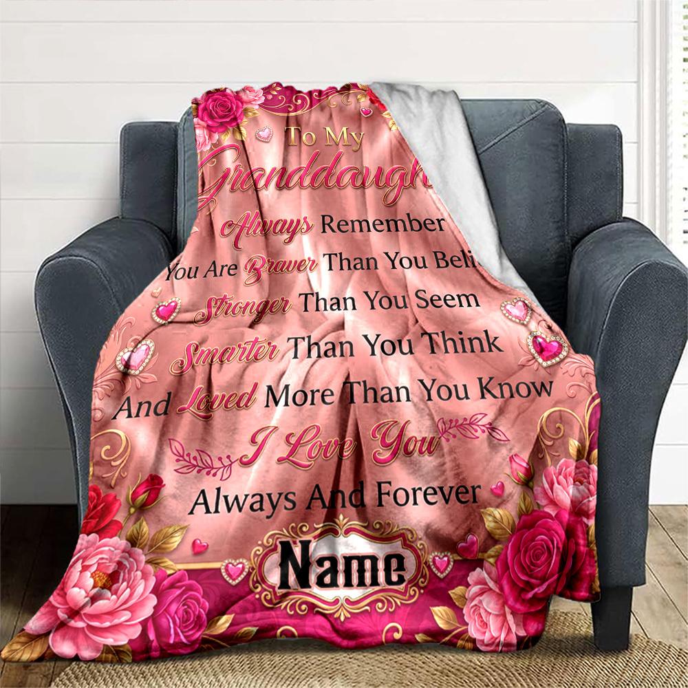 Granddaughter'S Love Inspiration Customize Your Name Blanket Warm Comfortable And Soft Blankets Are Suitable For Home Lunch Break Blanket Office Sofa