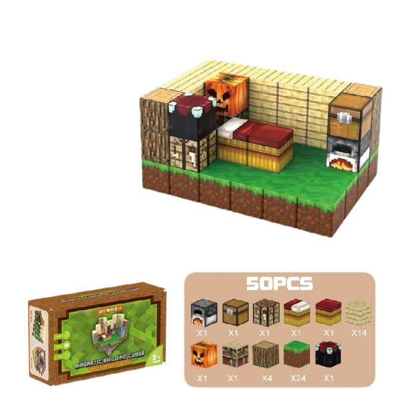 Vibrant Magnetic Building Blocks Set Minecraft Theme Diy Construction Toys
