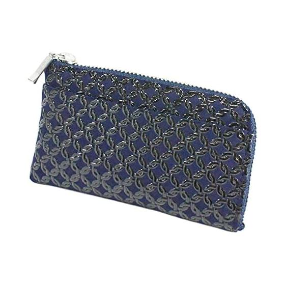 Inden-ya Coin Purse F-Coin Purse 05, Deer Leather, Navy Base X Black Lacquer, Ring Connect Small Pattern, 1005-04-177, 6.5cm X 11cm X 1.7cm, 1 Outer