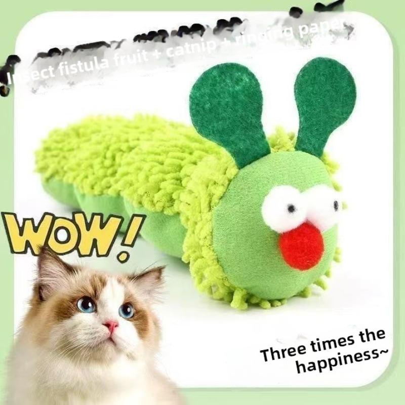 

Подушка-игрушка «Гусеница» с мятой, Игрушка для кошки, Инструмент для саморазвлечения и снятия скуки, Интерактивная игрушка для кошки, устойчивая к укусам, Зоотовары зелёный