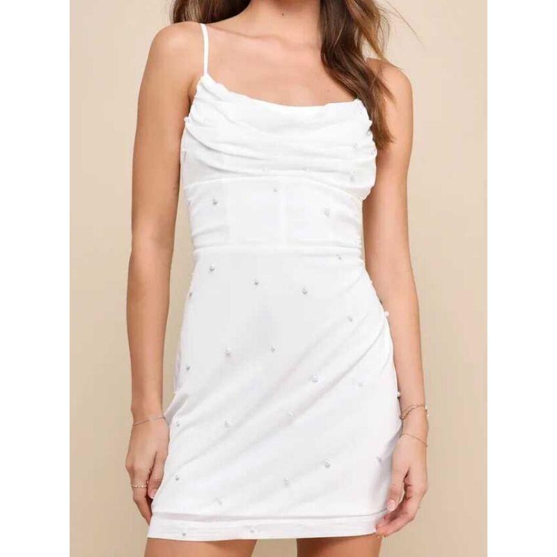 Export Single Lu Jia Straps Tulle Elegant Elegance Fashion Heavy Industry Pearl Slim Looking Sexy Stylish Hip Bag Dress