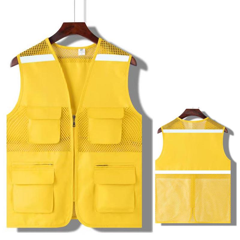 Reflective Multi-Pocket Mesh Vest with Logo for Workshop and Outdoor Wear M