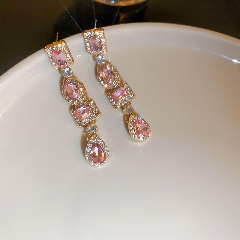 Silver Needle Zircon Flower Tassel Earrings: Elegant, High-End Studs for a Fashionable, Sophisticated Look