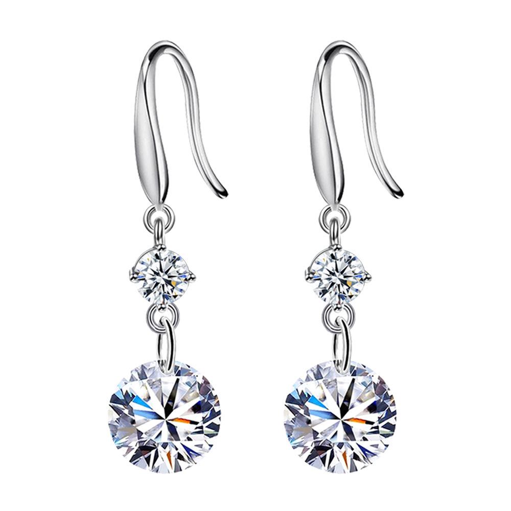 Time Naked Transparent Zircon Mid-length Women's Fashionable and Simple Earrings