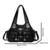 Retro Boho Damen Umhängetasche Einfach Gewebt Strassstein Schultertasche Mehrere Taschen Große Kapazität Abgenutzte PU Handtasche für den Weg zur Arbeit
