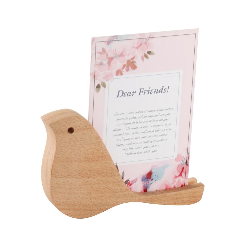 HeMu Solid Wood Bird Ornament Desk Calendar Holder, Black Walnut Wooden Desktop, Creative Exhibition Base, Note Folder