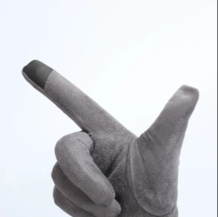Winter Gloves Ladies Winter Warm and Cold Protection Cute Plus Velvet Thick Touch Screen Cotton Gloves