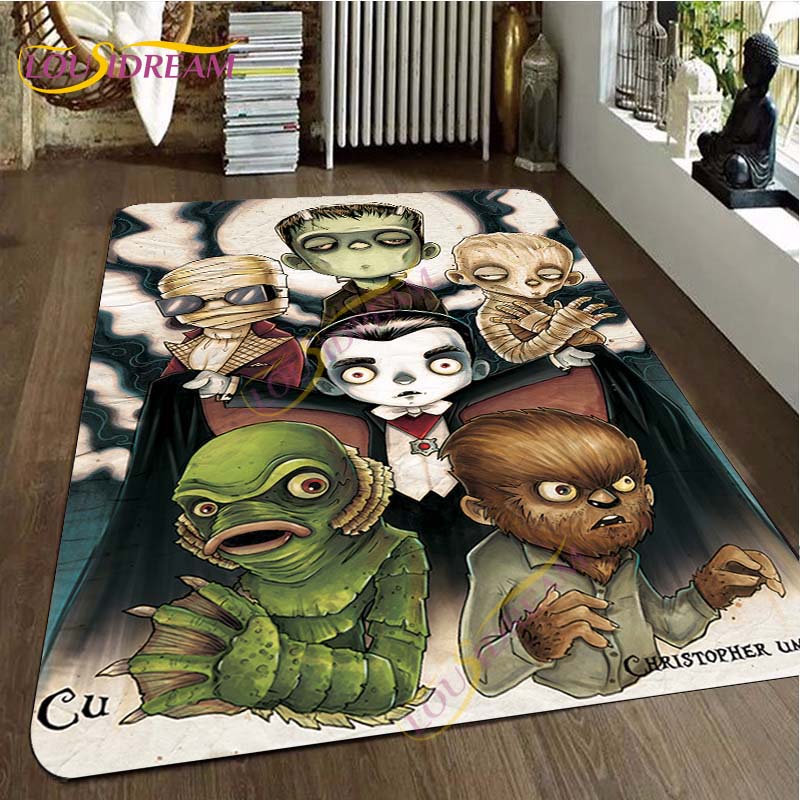 Freddy Jason Chucky Horror Movie Character Carpet Halloween Child's Play Floor Mat 3D Horror Rug Area Rugs Bedroom Non-slip Mat