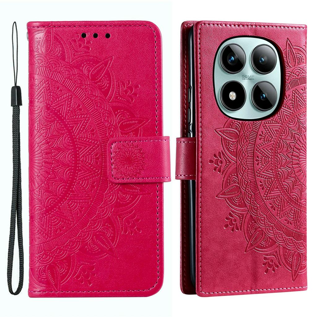 For Xiaomi Poco M8 Pro 5G/Redmi Note 15 Pro+ 5G (Global) Stand Case Imprinted Totem PU Leather Wallet Phone Cover with Wrist Strap