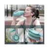 (Verde)Silicone Collapsible Water Bottle, 500ML BPA Free Foldable Water Bottle, Leakproof Folding Water Bottle, Camping Cup