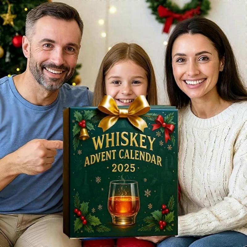 2025 Whiskey Advent Calendar - 24 Days Premium Whiskey Tasting Experience for Christmas Countdown, 2D Flat Plane Design with Airplane Box