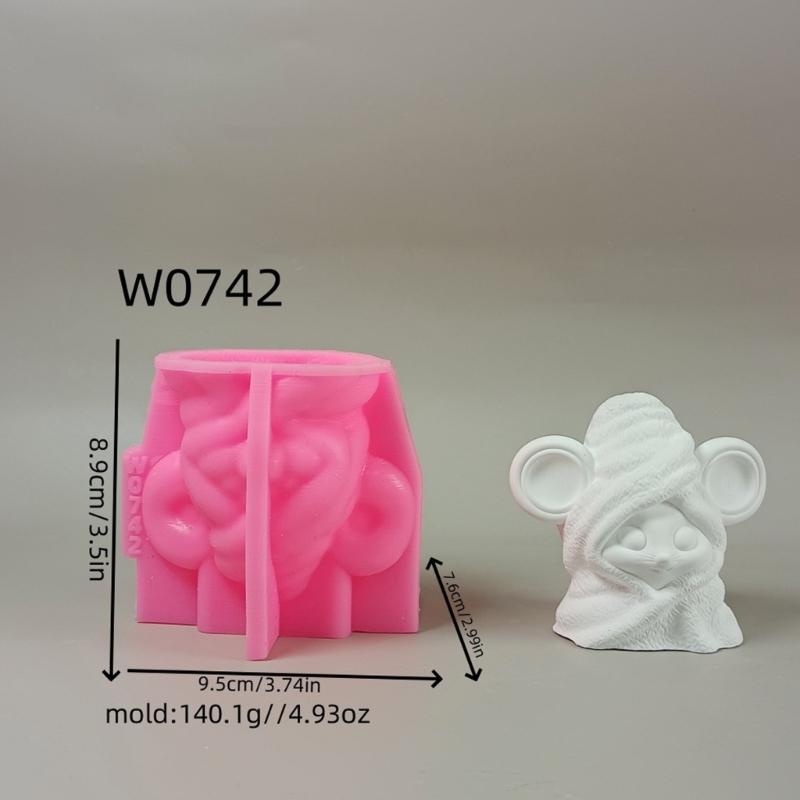 Mouse Shape Silicone Candle Molds for Epoxy Resin Candle Soap Chocolate Fondant Silicone Mold Cement Clay Silicone Molds