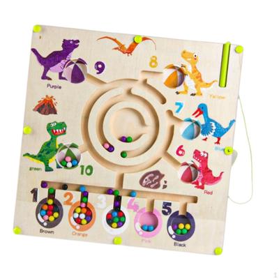 Wooden Dinosaur Maze Puzzle Color Sorting Game for Family Kids