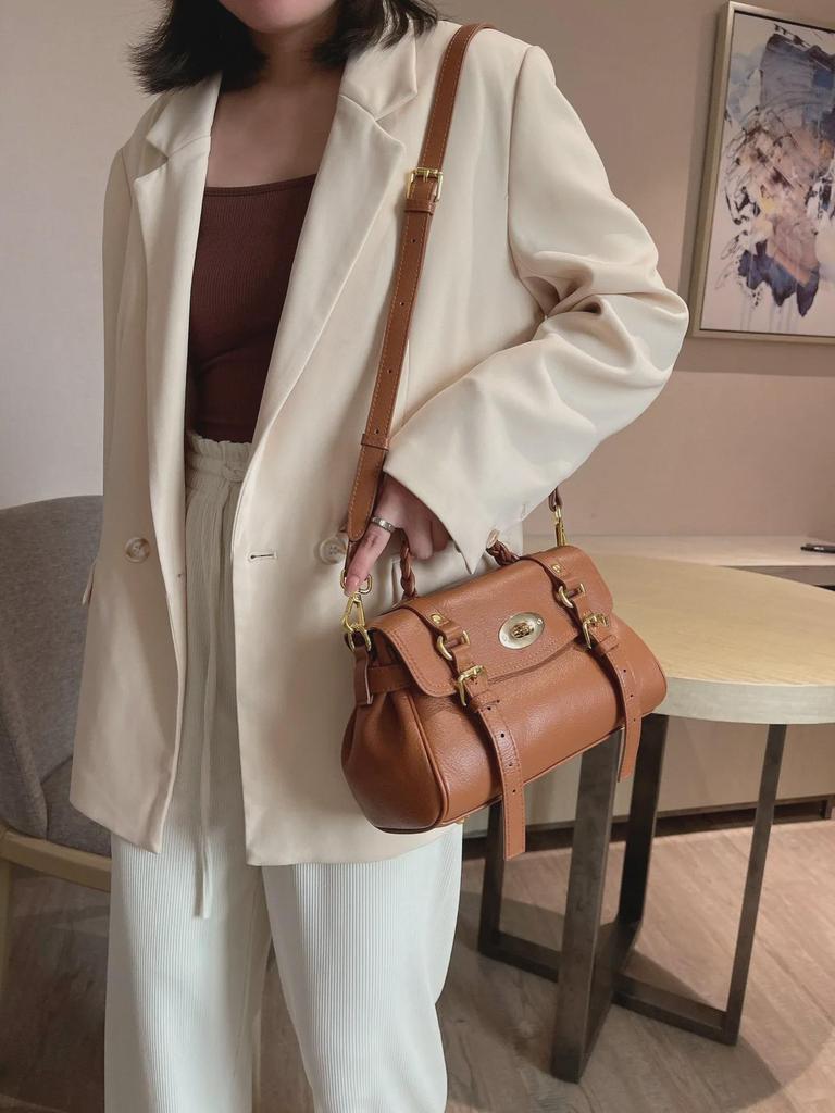 Women's Genuine Leather Messenger Tote: Versatile Cowhide Handheld Shoulder Bag, 2025 New Commuter Briefcase.
