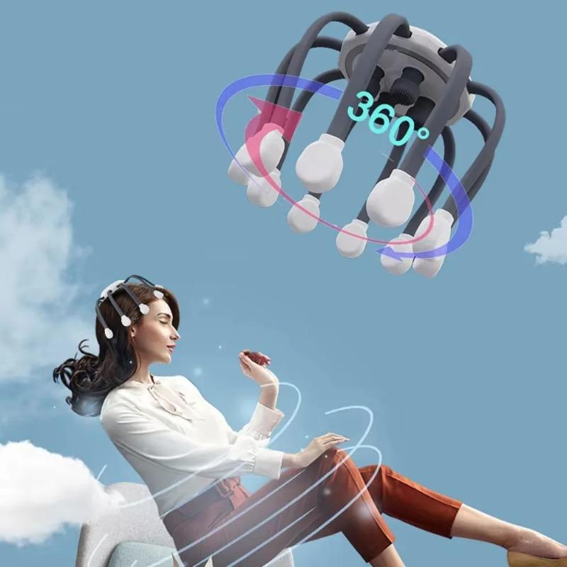 Octopus Claw Eight Claw Massager USB Charging Therapeutic Scratch Pad Electric Head Massager Hands Free Therapeutic