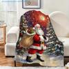 1pc Christmas-themed Santa Claus and Christmas Tree Printed Blanket, with a Strong Festive Atmosphere, Available In Multiple Sizes, Suitable for the L