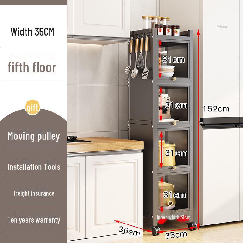 Kitchen Storage Cabinet with Microwave and Pot Rack