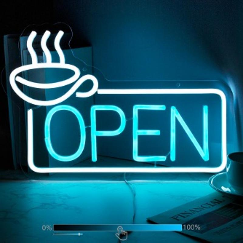 Coffee OPEN Neon Sign LED Light Coffees Bar Decor USB Powered Adjustable Brightness Coffee Station Coffee Lovers Birthday Gift