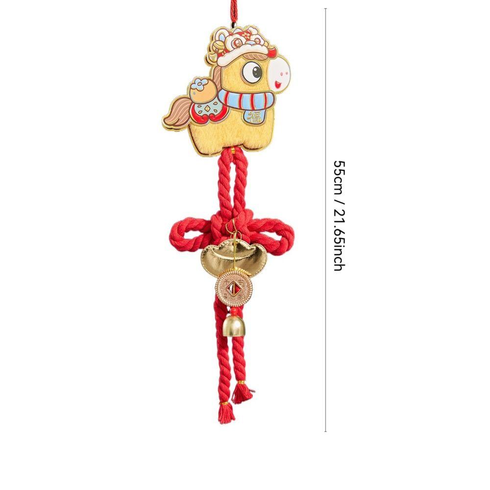 Year Of The Horse 2026 New Year Decorative Hangings Cartoon with Bell Pendant Spring Festival Decoration Gift Wall Hanging Decor