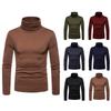 Men's European Size Plus Velvet Turtleneck Long Sleeve Solid Color T-shirt for Autumn/Winter 2026