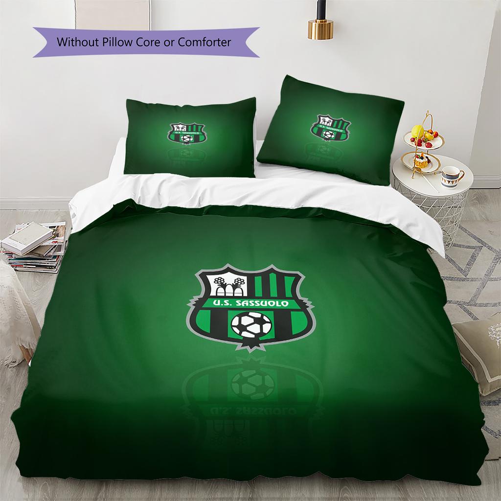 US Sassuolo Calcio Pattern Bedding Quilt Set Home Decoration Gift (1 * duvet cover + 2 * pillowcase without core)