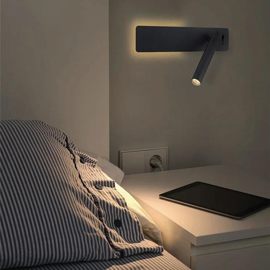 Nové LED nástěnné svítidlo Čtecí světlo Ložnice Hotel Čelo postele Noční lampička na knihy Rotace Nástěnná lampička k posteli se 3W bodovým LED světlem