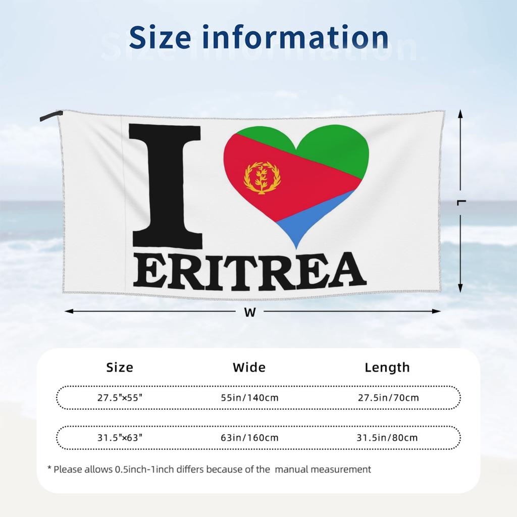 Flag of Eritrea Beach Towel Soft Microfiber Quick Dry Absorbent Quick Towels For Bath