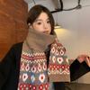 Fair Island Jacquard Knitted Wool Scarf Women's Winter New Brown Retro Thickened Neck Protection Warm Scarf
