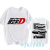 AE86 Funny Harajuku Manga T Shirt Japanese Anime Cartoon Gothic Summer Tops Initial D EU Size T-Shirt Men Graphic Tee Shirt Male