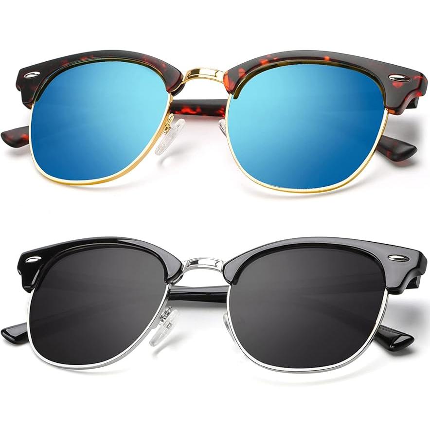 

KENBO Retro полуободковые поляризованные солнцезащитные очки для женщин и мужчин в роговой оправе UV400 очки классические полусолнцезащитные очки