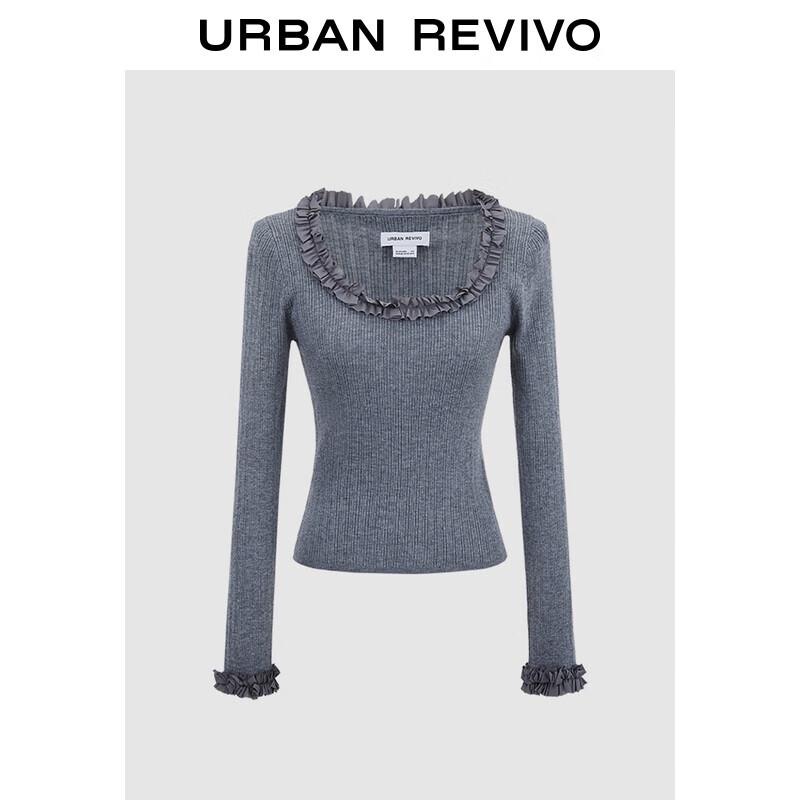 

UR Women s Elegant Ruffle Trim Knit Top L