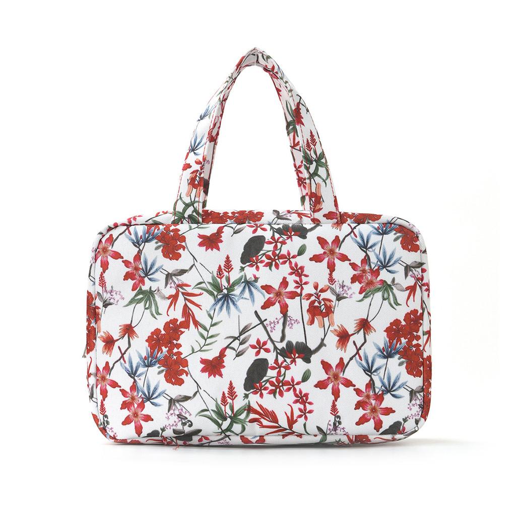 Modern Floral Travel Cosmetic Bag With Wet Dry Separation For Makeup And Toiletries