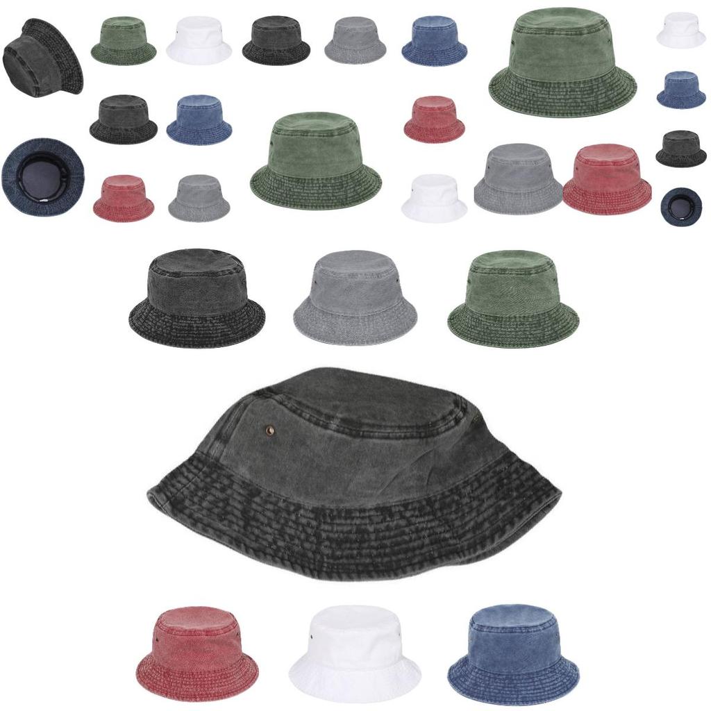 Sombrero de cubo vintage de algodón para hombre y mujer con ala ancha.