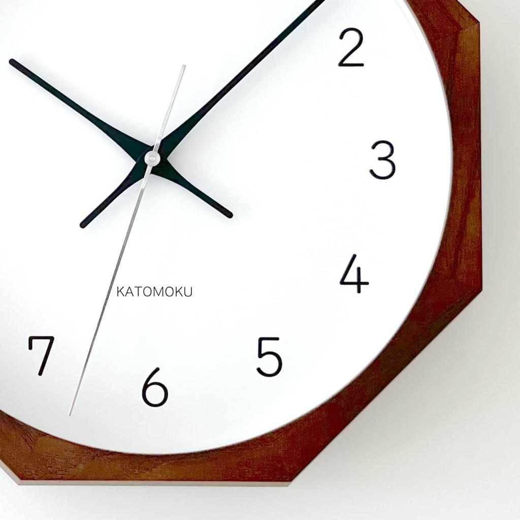 KATOMOKU muku clock 13 Octagonal Brown Wall Clock with Continuous Second km-104BRRC8 Hand, 30.0cm (Radio-controlled)